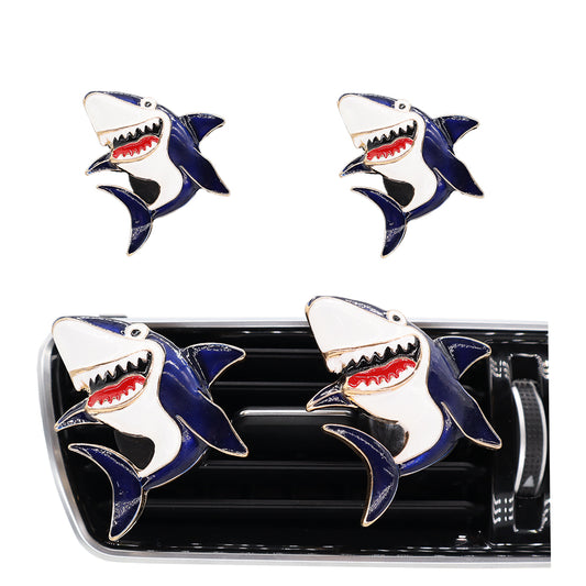 2pcs Alloy Enamel Shark Vent Clips Car Accessories,Refillable Car Diffuser