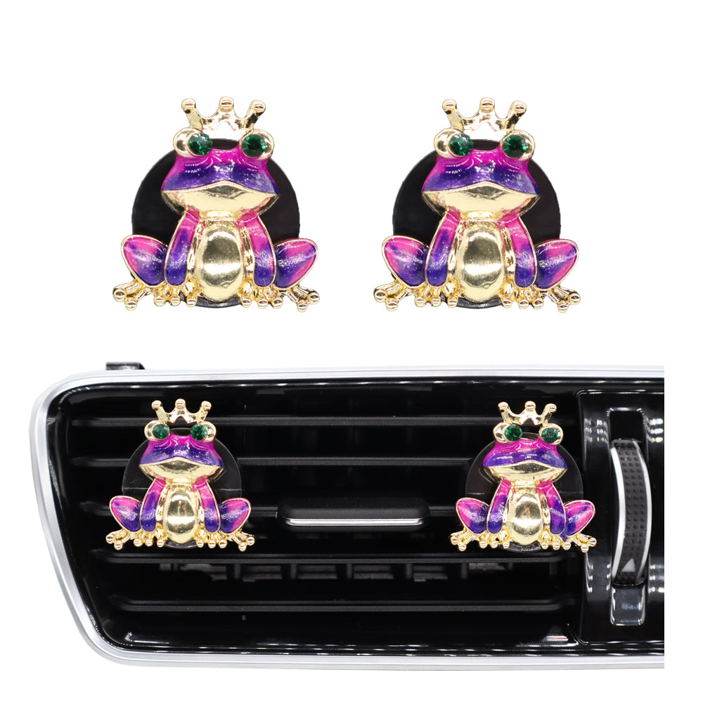 2pcs Purple Crown Alloy Frog Vent Clips Car Accessories, Amusing Car Diffuser