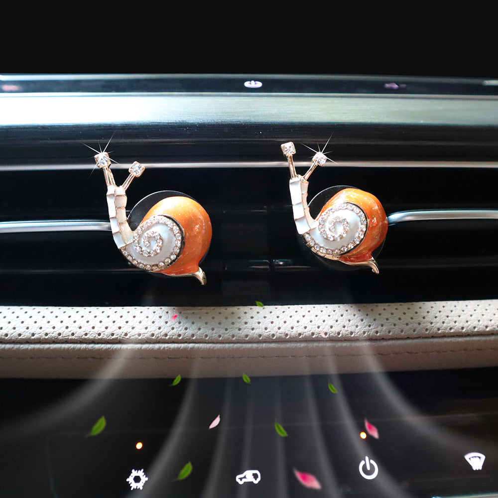 2pcs Bling Snail Car Air Freshener Vent Clips,Cute Car Accessories,Refillable Car Diffuser