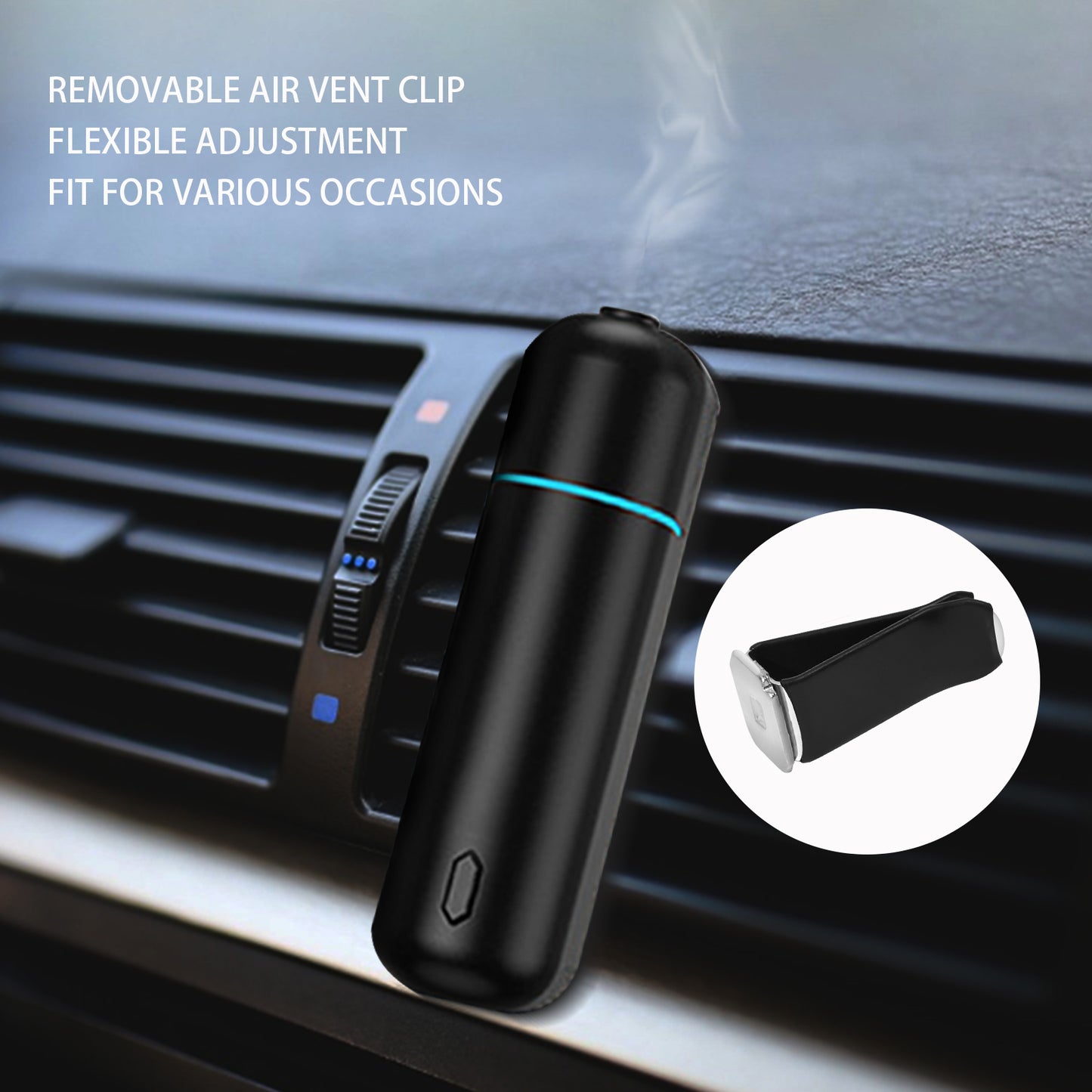 Electric Car Diffuser,Car Essential Oil Diffuser, Adjustable Smart Car Air Freshener Auto Diffuser,Refillable Usb Diffuser Car Vent Clips,Pocket Diffuser,Car Gift for Father Mother