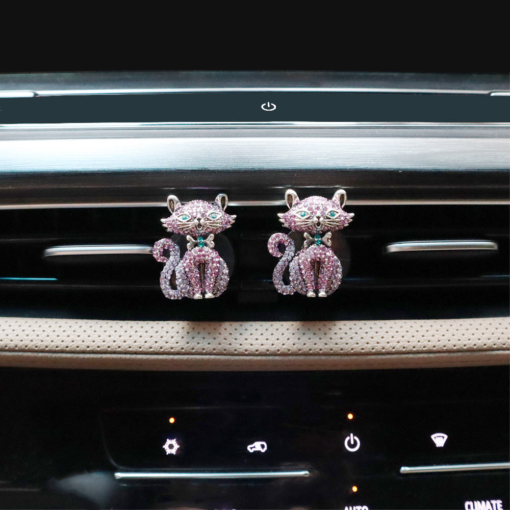 2pcs Purple Cat Vent Clips Car Accessories Princess Cat Car Diffuser Car Air Freshener