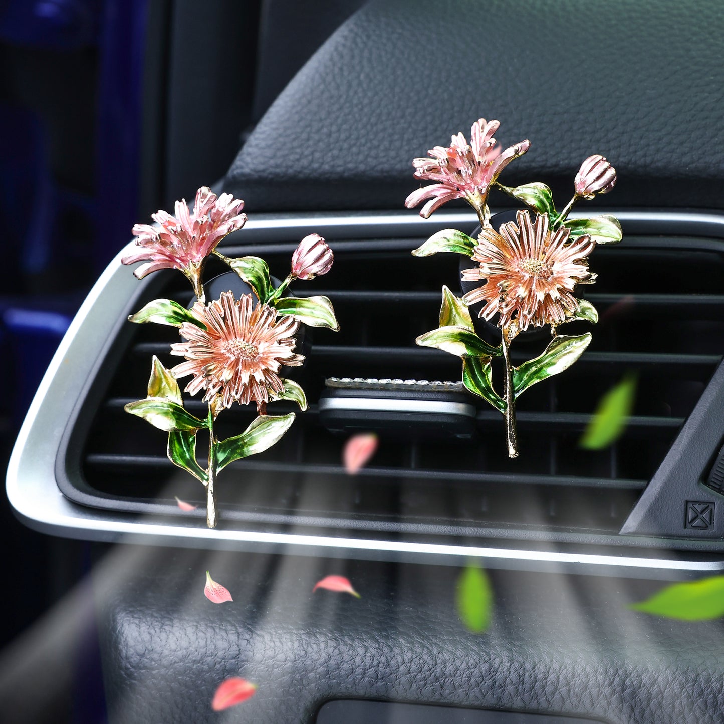 2pcs Gerbera Daisy Flowers Car Air Freshener Vent Clips,Flower Car Decoration,Peony Scent