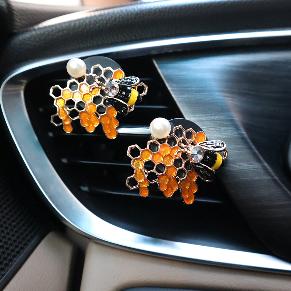 2pcs Bling Enamel Bee Honeys Car Air Fresheners Car Charm