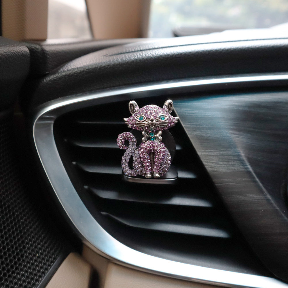 2pcs Purple Cat Vent Clips Car Accessories Princess Cat Car Diffuser Car Air Freshener