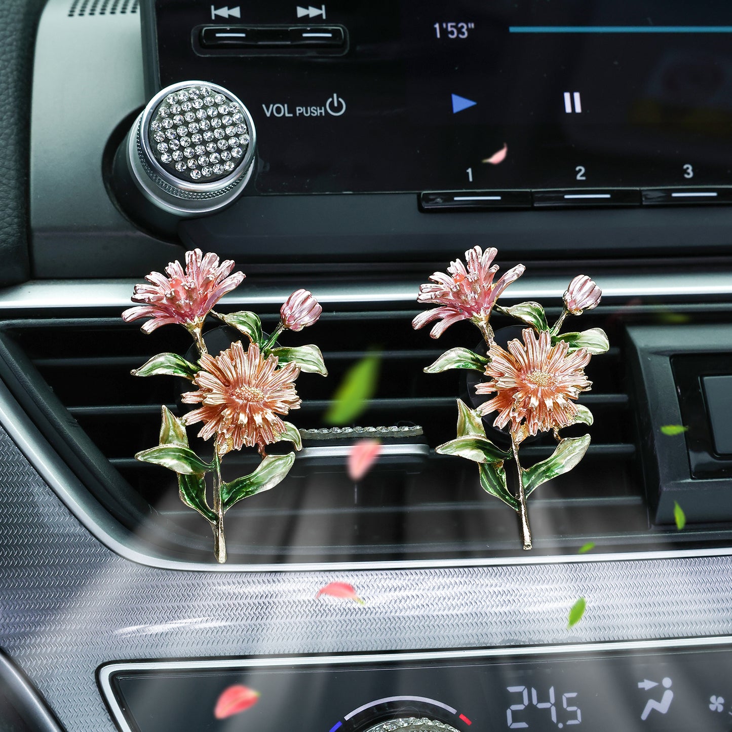 2pcs Gerbera Daisy Flowers Car Air Freshener Vent Clips,Flower Car Decoration,Peony Scent