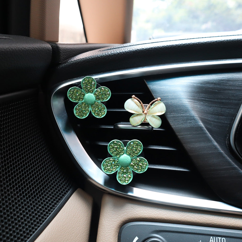Bling Flo4pcs Bling Flowers and 2pcs Cute Butterflies Vivid Car Air Freshener Vent Clips Car Accessories