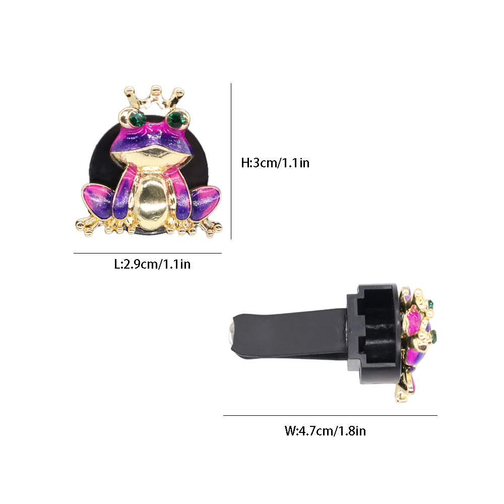 2pcs Purple Crown Alloy Frog Vent Clips Car Accessories, Amusing Car Diffuser